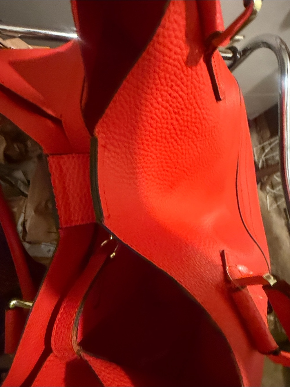 Red Leather Tote Bag - Women's - Picture 6 of 7